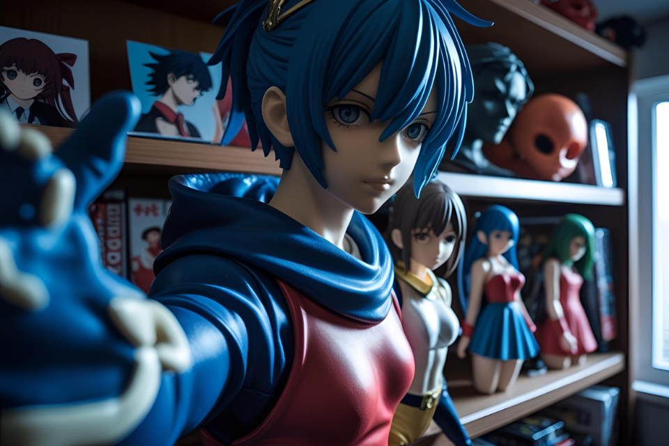 Anime-style close-up of blue-haired character with serious expression(真剣な表情をした青髪キャラクターのアニメ風クローズアップ)