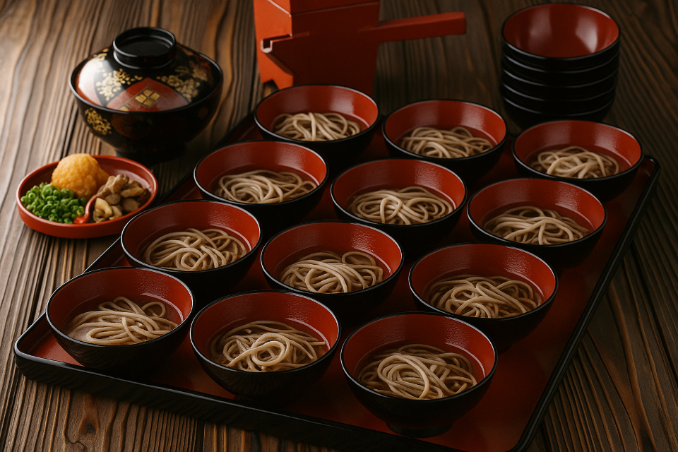 Tiny bowls of soba served continuously (Wanko Soba from Iwate)