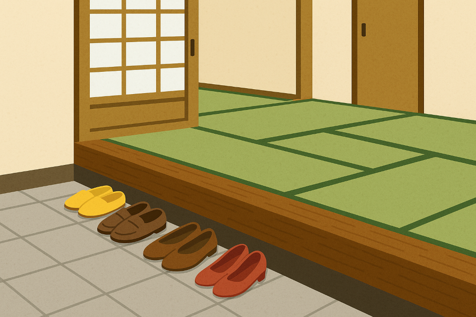 Interior of a Japanese-style restaurant with tatami seating