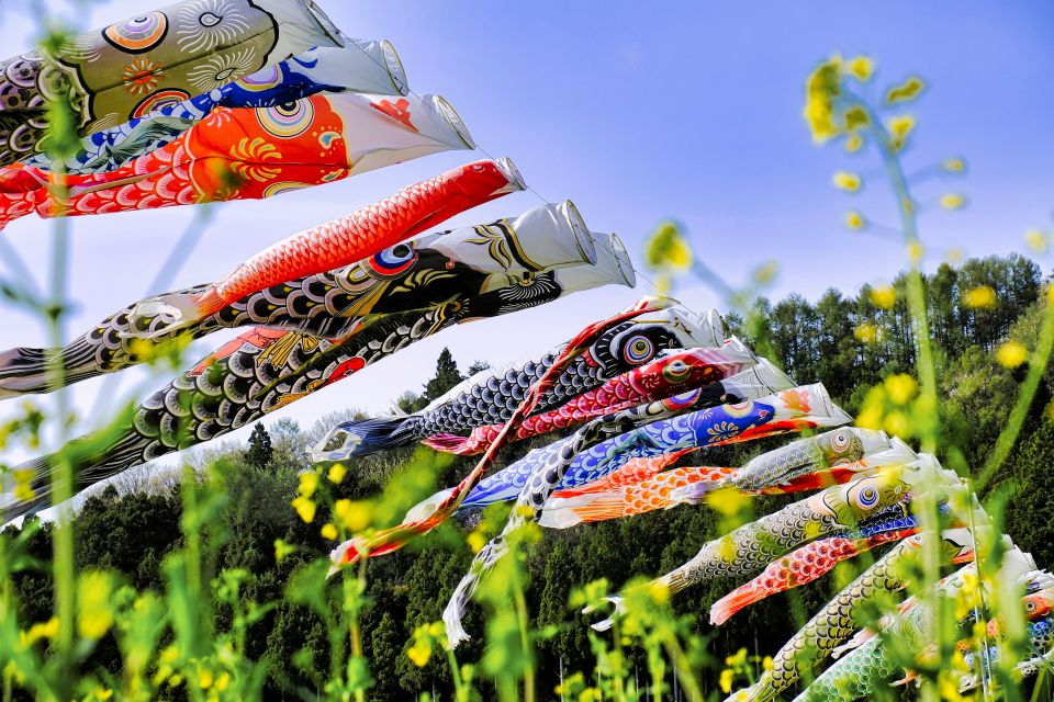 Colorful carp streamers flying in the blue sky