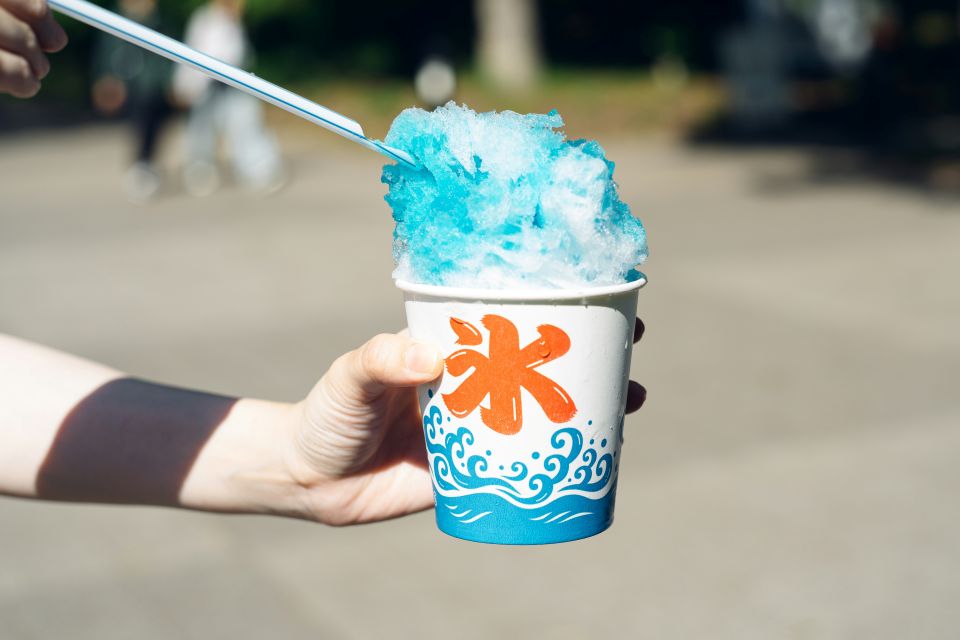 Shaved ice dessert (kakigori) in a summer outdoor setting