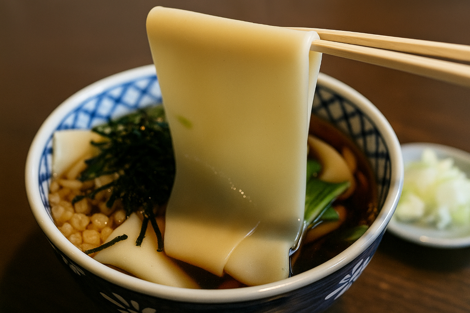 Extra-wide flat udon noodles from Saitama (Himokawa Udon)