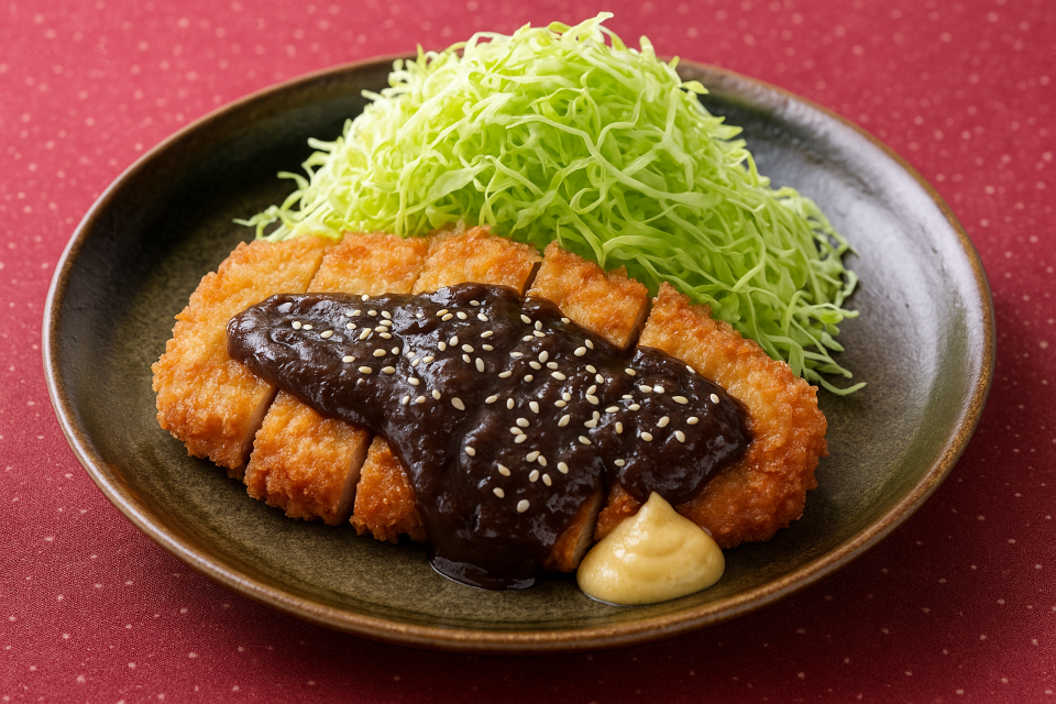 Pork cutlet with rich red miso sauce (Miso Katsu from Aichi)