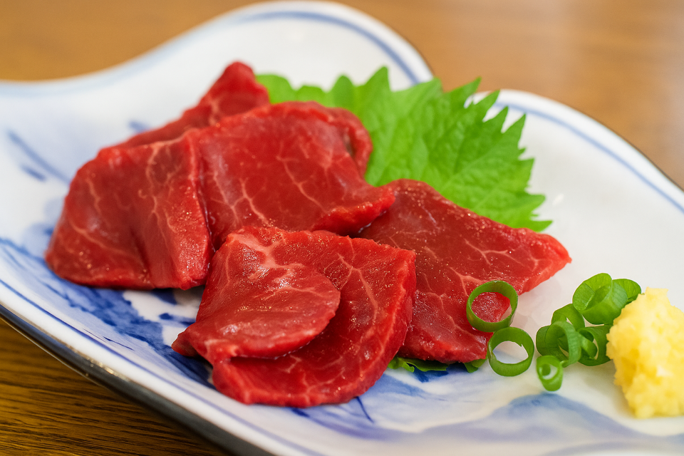 Raw horse meat sashimi (Basashi from Kumamoto)