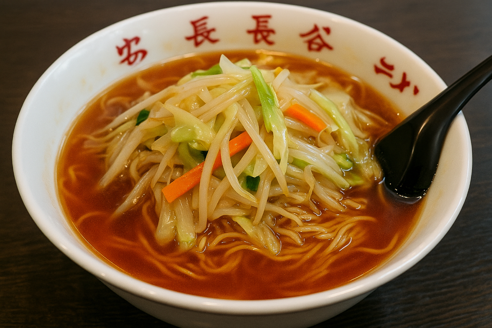 Soy sauce based ramen with stir-fried vegetables (Sanma-men from Kanagawa)