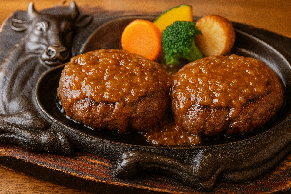 Popular charcoal-grilled hamburger steak (Hamburg from Shizuoka)