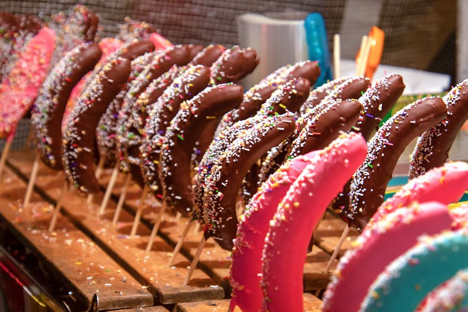 Chocolate-covered bananas sold at a festival
