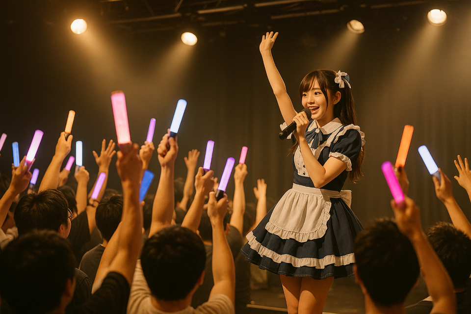 Underground idol live performance in a small venue in Akihabara