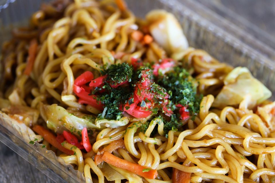 Yakisoba noodle stall at a Japanese festival