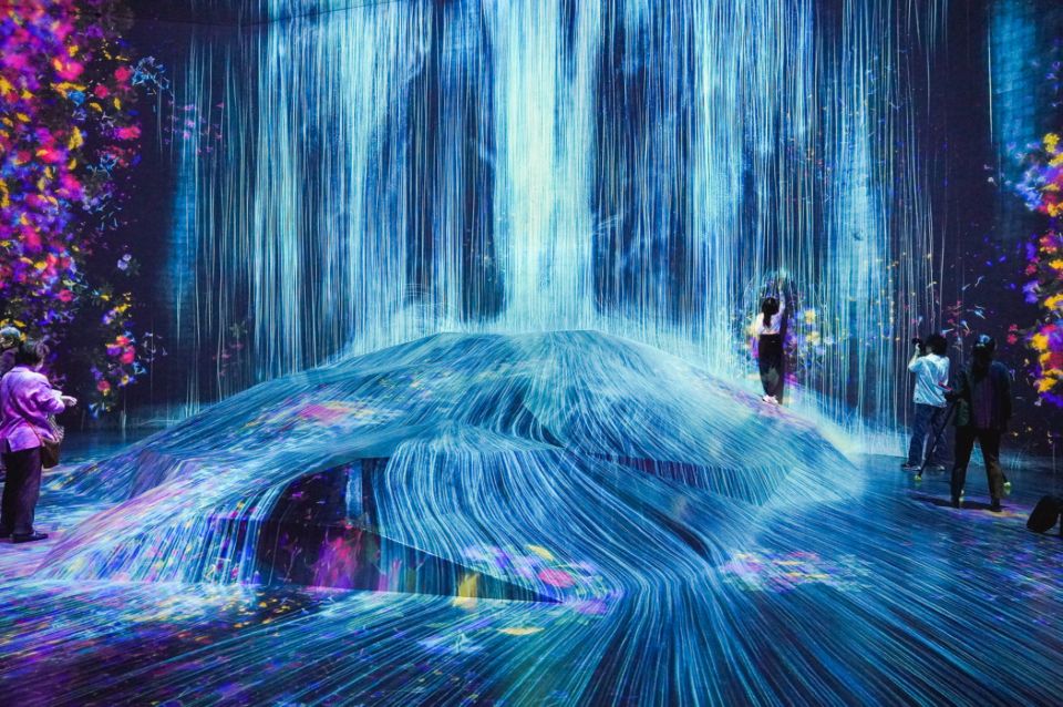 Futuristic Azabudai Hills with TeamLab Borderless digital art exhibits