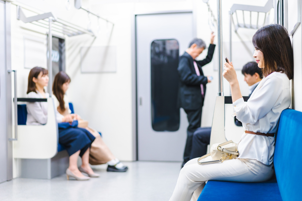 Quiet passengers on a Japanese train